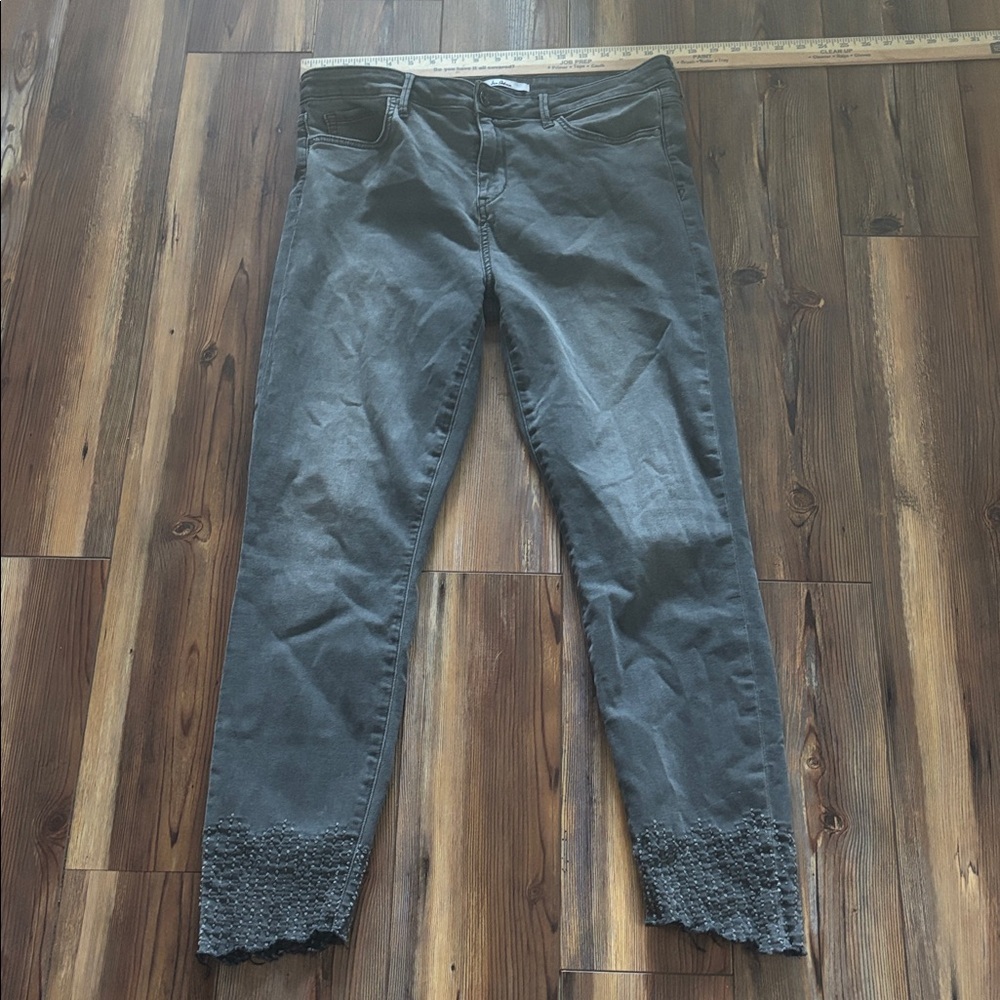 Sam Edelman ‘The Kitten’ Mid-Rise Skinny Ankle Jean - Black Frayed Sz 33 - Picture 2 of 9